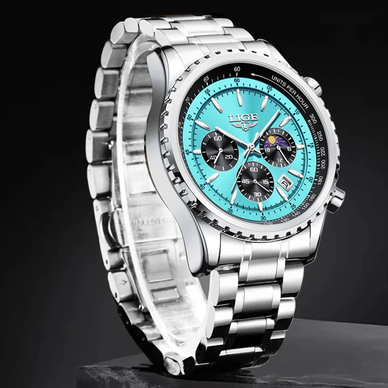 LIGE Fashion Top Brand Luxury Men Watch Casual Business Watch Men Sports Waterproof Quartz chronograph Wrist Watches For Men