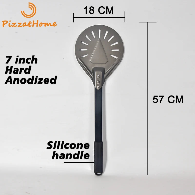 PizzAtHome Long Handle 7/ 8/ 9 Inch Perforated Pizza Turning Peel Pizza Shovel Aluminum Pizza Peel Paddle Small Pizza Tool