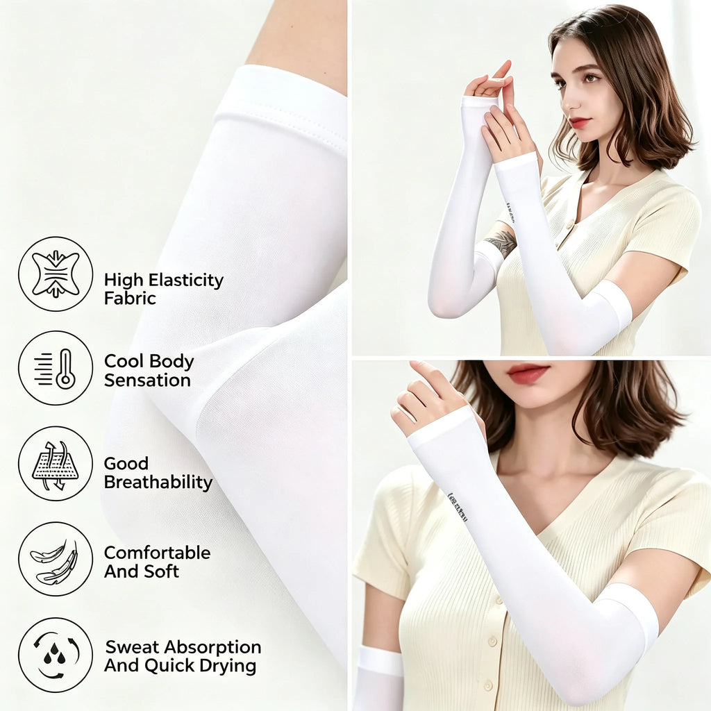 Cooling Ice Sun Sleeves for Arm Breathable UV Protection Arm Sleeves High Elastic Quick Dry Summer Outdoor
