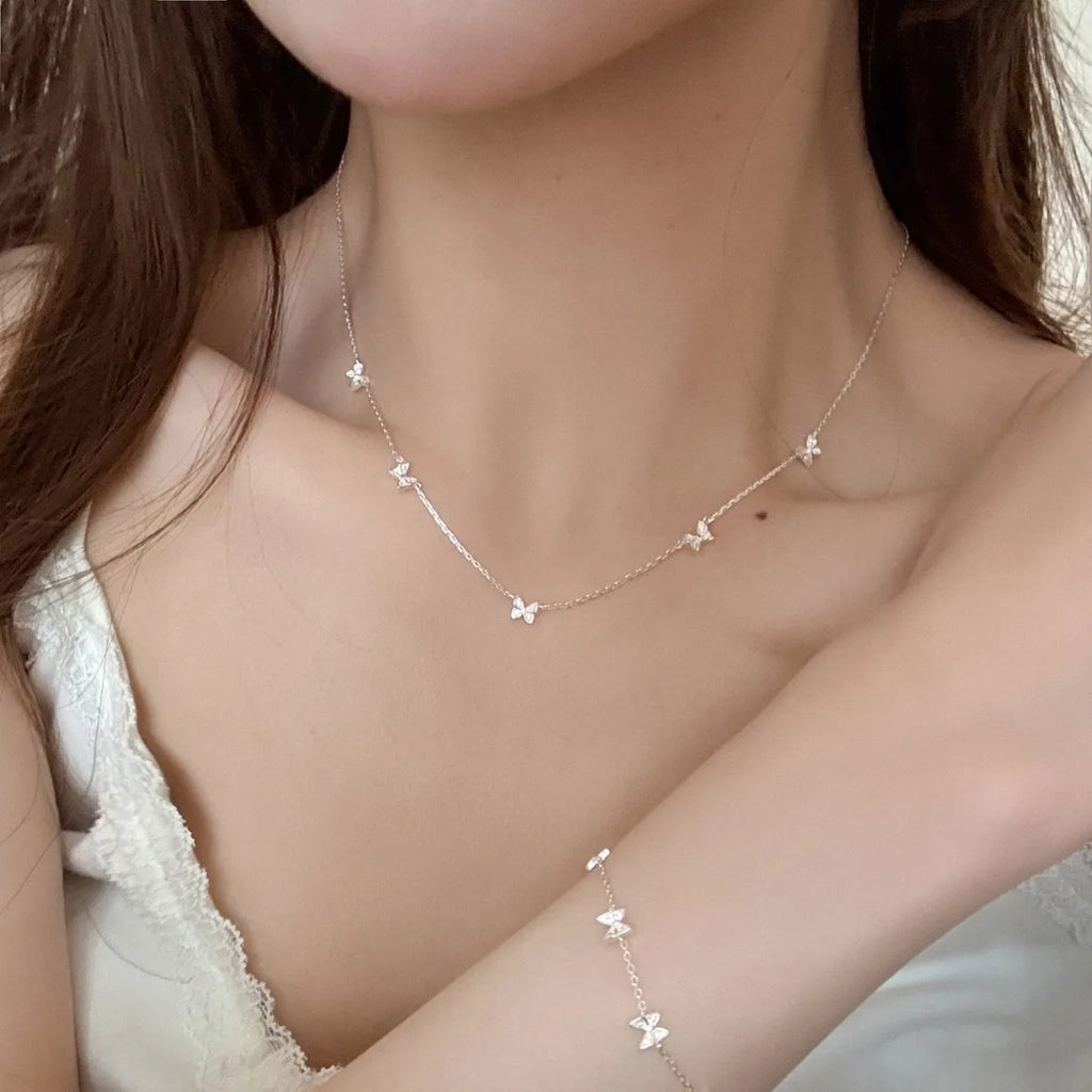 S925 Sterling Silver Necklaces For Women Simple Chain Fashion Minimalist Pendant Necklaces Adjustbale Necklace Birthday Gift