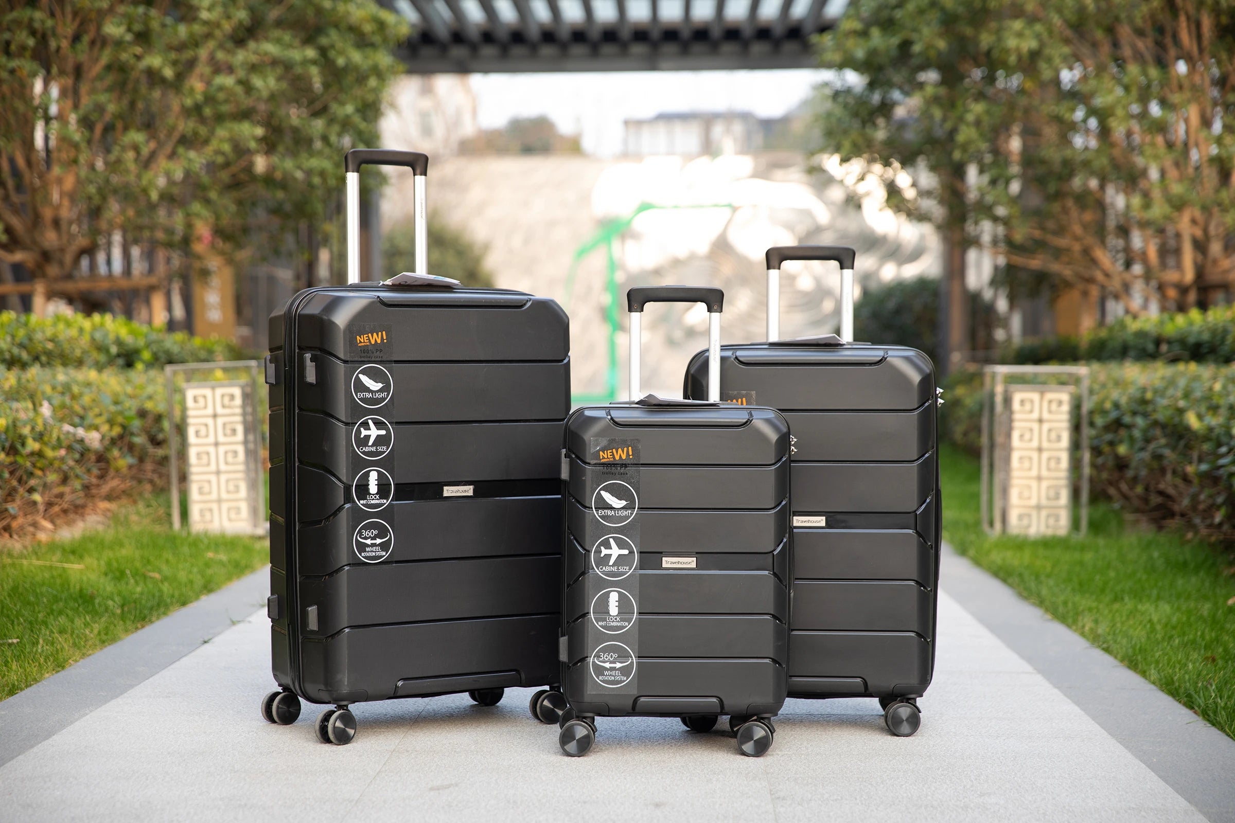 Travelhouse Hardshell Suitcase Spinner Wheels PP Luggage Sets Lightweight Suitcase With TSA Lock, 3-Piece Set (20/24/28)