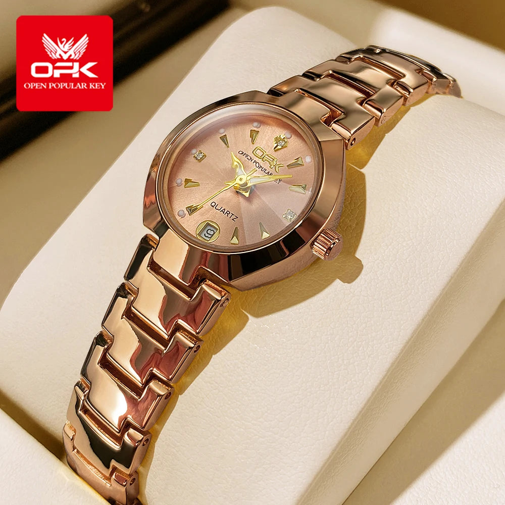 OPK 8105 Women's Watches Luxury  Original Wristwatch for Girl Waterproof Luminous Ladies Watch Fashionable Zircon Scale Date