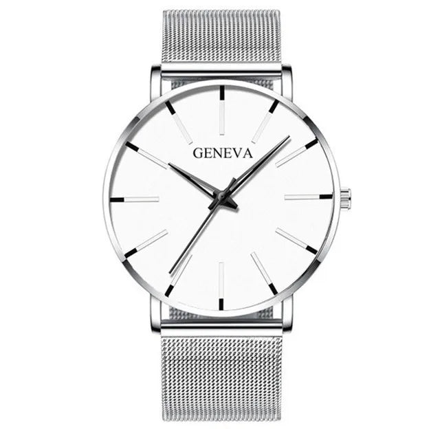 Minimalist Mens Fashion Ultra Thin Watches Simple Men Business Mesh Belt Quartz Wrist Watch Relogio Masculino