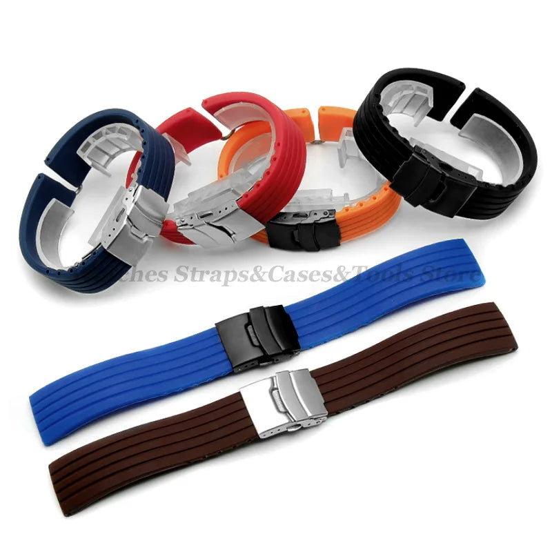 18mm 20mm 22mm 24mm Quick Release Silicone Watchband for Huawei Watch GT4/GT3 46mm for Seiko for Omega for Fossil Rubber Straps