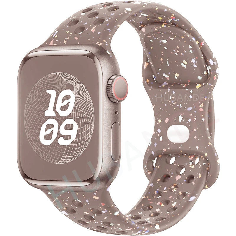 Silicone Strap For Apple Watch 44mm 45mm 40mm 41mm 38 42mm sports Rubber Breathable Band iwatch series 10 9 8 SE 7 6 Ultra 49mm