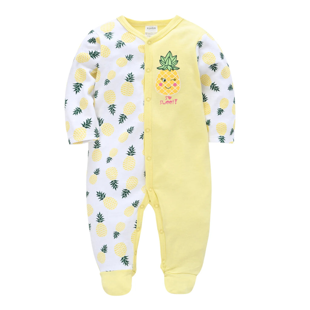 KAVKAS Baby Clothing Girls Pink Romper Cartoon Kids Pajamas Long Sleeve Jumpsuit Bebe Playsuit Girls Clothes  0`12 Monthes