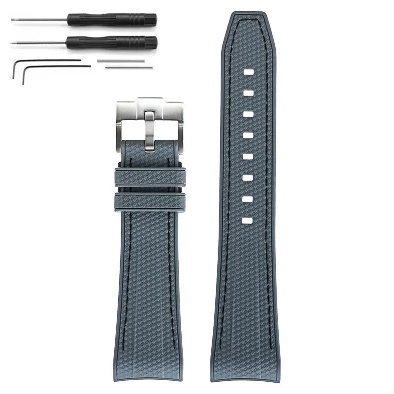 Rubber Silicone Watch Band for Swatch X Blancpain GREEN ABYSS Curved End Waterproof Sport Woven Pattern Strap Bracelet 22mm