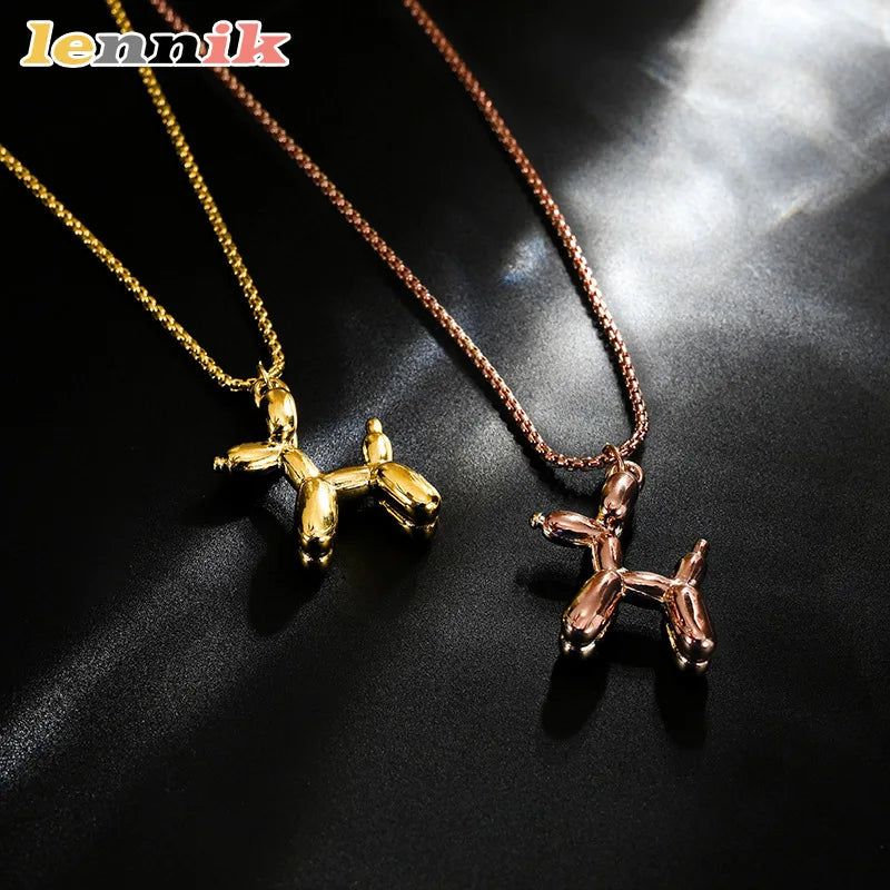 Cartoon Style Titanium Necklace, Joyful Balloon Dog Charm for A Lighthearted Look, Lightweight & Durable, Playful Yet Elegant
