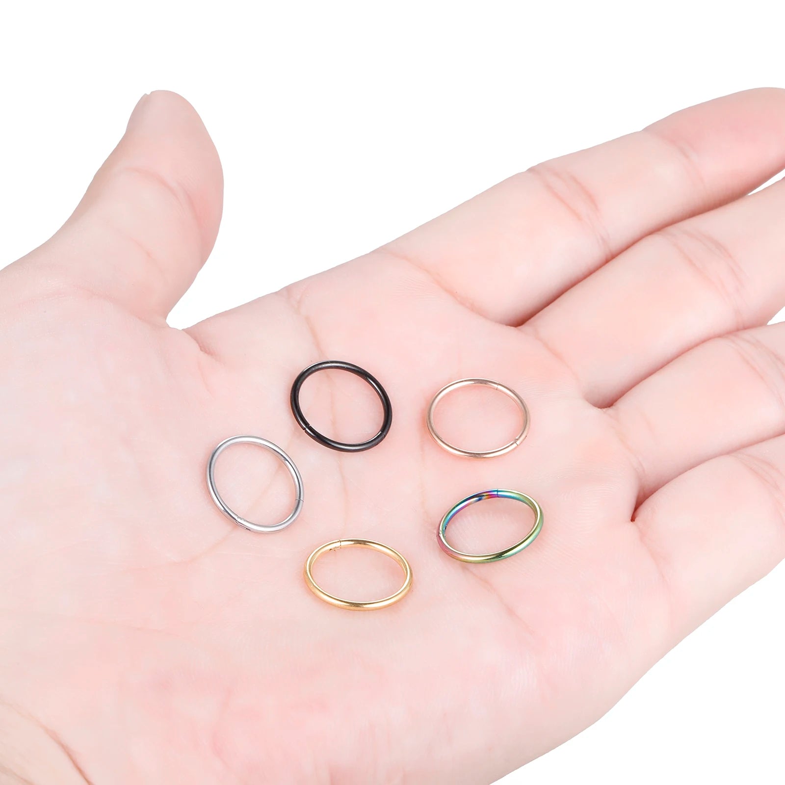 1PC 12G-20G Septum Piercing Surgical Steel Clicker Hinged Segment Ring Goth Nose Hoop Earrings Lip Ear Cartilage Helix Piercings