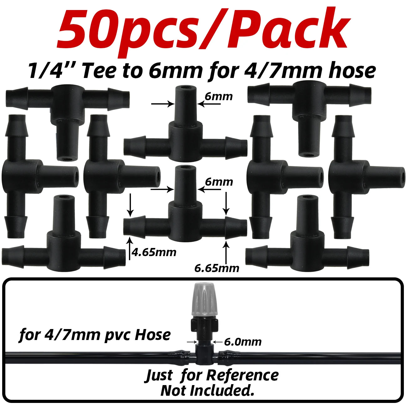 1-50pcs 4/7mm Barbed Connector Irrigation Fitting Drip Irrigation Connector 1/4'' Tubing Hose Fitting for Flower Pot Garden Lawn