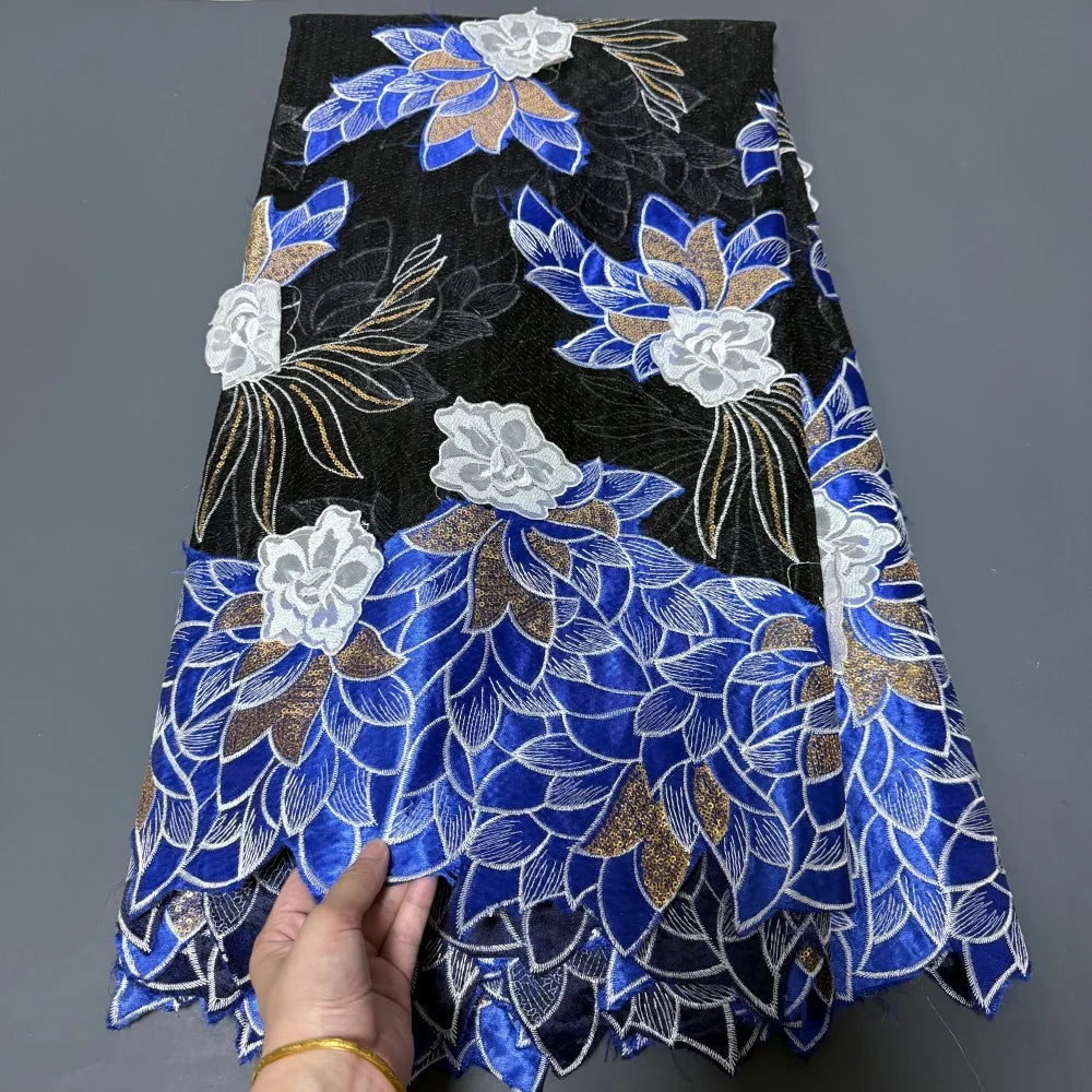 2026 High-Quality African Nigerian Tulle Lace Fabric Sequins Embroidery French Guipure Luxury Prom Party Dresses Beaded 5 Yards