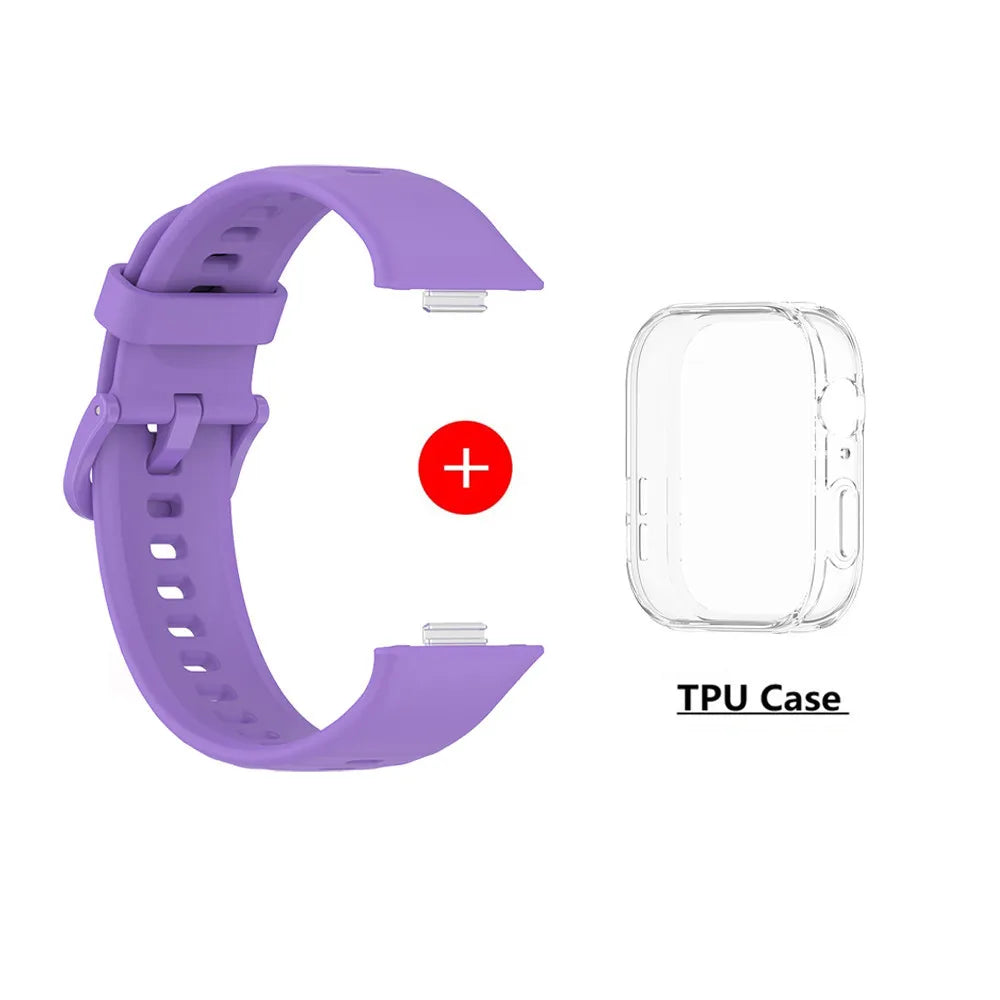 Silicone Watch Strap For Huawei Watch Fit 3 Strap Replacement Band For Huawei Watch Fit3 Strap With Case Screen Protector