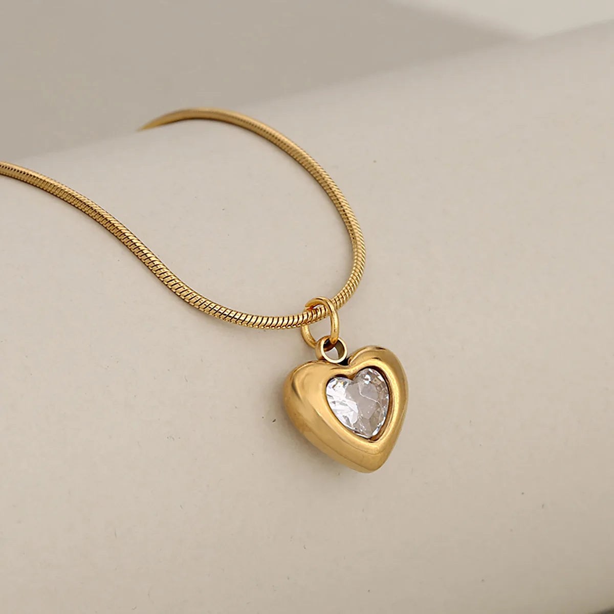 316L Stainless Steel Heart Pendant Necklace For Women Snake Chain Red Heart Zirconia Necklace Waterproof Fashion Jewelry Gift