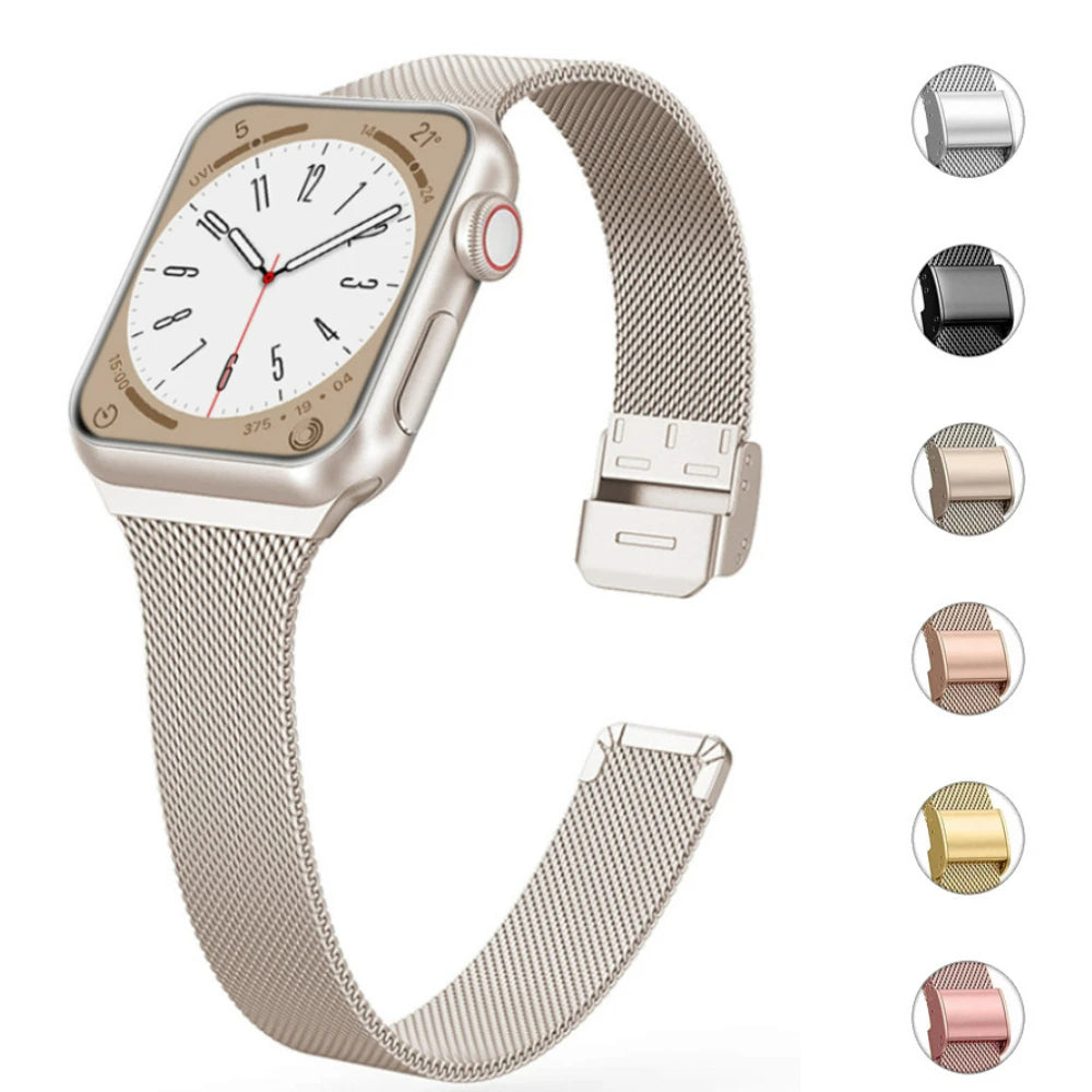 Milanese Strap for Apple Watch 44mm 40mm 45mm 41mm 46mm 42mm 38 49mm Metal Bracelet iWatch Series 11 10 Ultra 9 8 7 6 5 SE3 band