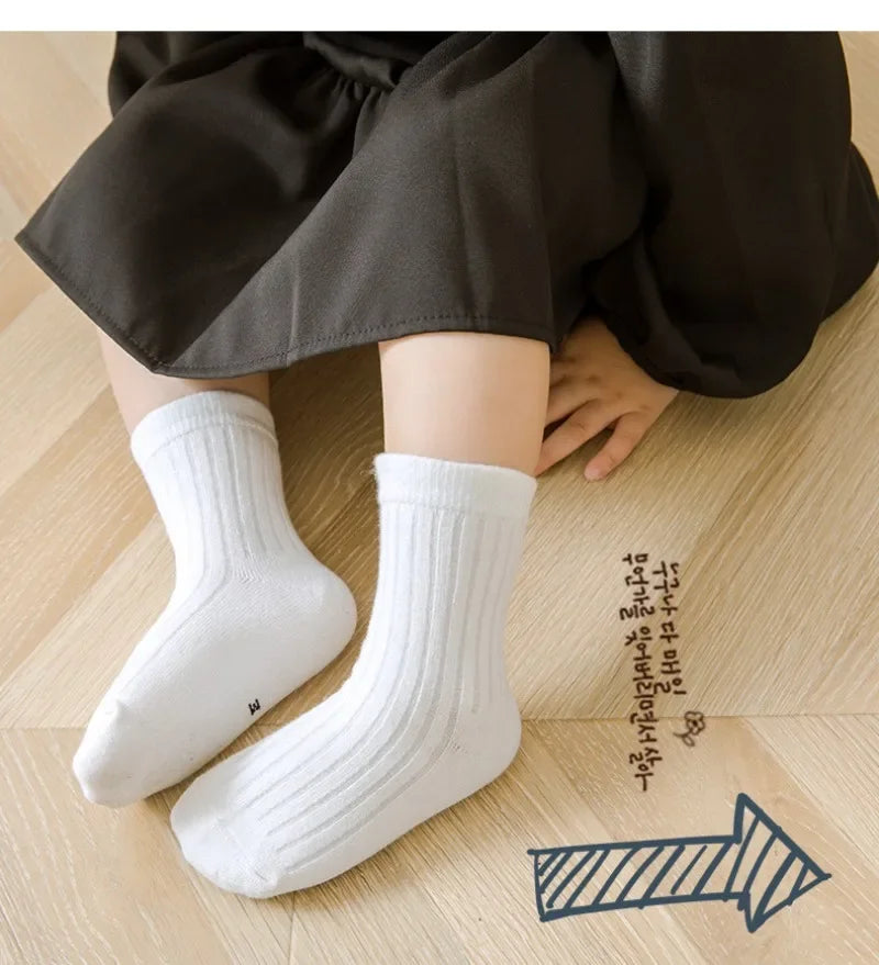 High Quality Autumn Winter New Kids Socks Solid Color Morandi Color Drawer Strip Baby Socks Versatile Boy Girls Cute Socks