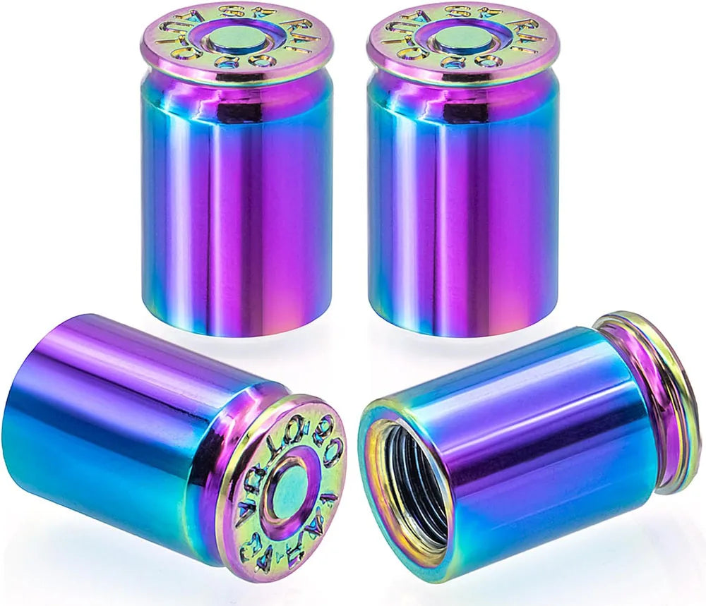 4PCS Bullet Shell Tire Valve Stem Caps, Aluminum Alloy Car Air Stem Cap for Cars, SUV, Trucks, Bikes, Motorcycles, Bicycles