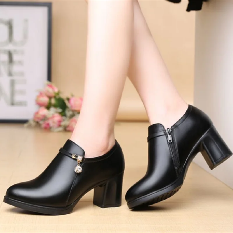 Women Casual European Design High Quality Spring Lace Up Shoes Lady Cool Comfort Black Stylish Heel Boots Botas Femininas G745