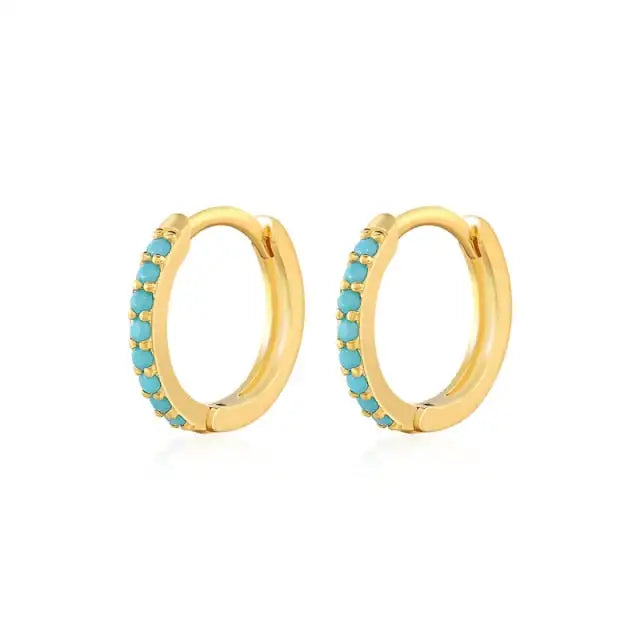 2pcs Stainless Steel Minimal Hoops Earrings for Women 5mm 6mm 7mm 8mm 9mm Huggie hoops mini Multicolored Rainbow CZ Earring