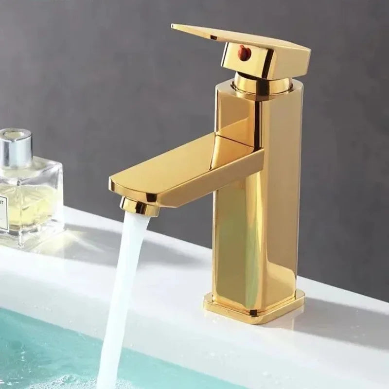 Stainless Steel Bathroom Basin Faucet Deck Mounted Hot and Cold Water Tap Dual-use Household Bathroom Kitchen Mixer Faucets