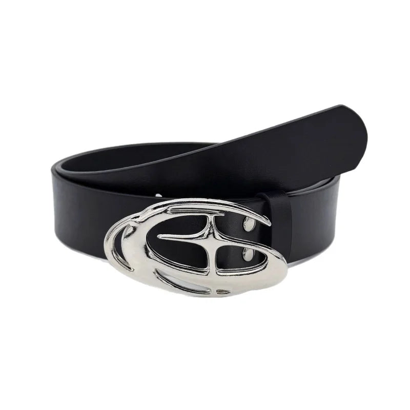 2025 Y2K Punk Hollow Waist Fake Leather Belt Fashion Gothic Accessory Buckle for Men and Women