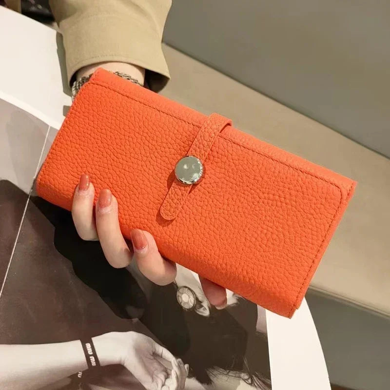 Genuine Leather Wallet Women Long Clutch Fashion Luxury Brand Ladies Purses Card Holder Zipper Coin Pocket High Quality Billfold