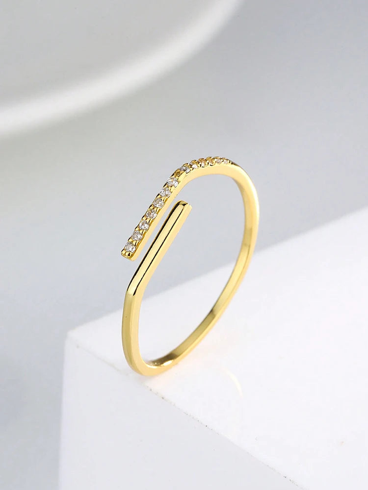 925 Sterling Silver Simple Shiny Parallel Length Adjustable Zircon Ring For Women Engagement Luxury High Quality Fine Jewelry