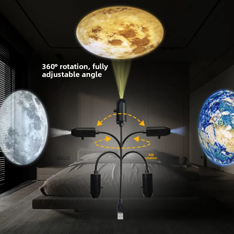 1 lamp 6 planet slidesCreative Moonlight LED Projector Nightlight Dimmable Projection Night Light Ideal Bedroom Home Decoration