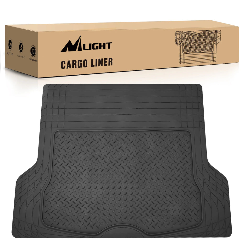 Nilight Rubber Cargo Mats for Cars Trucks SUVs, Universal Trim to Fit for Most Vehicles, All Weather Protection Heavy Duty Cargo Liners