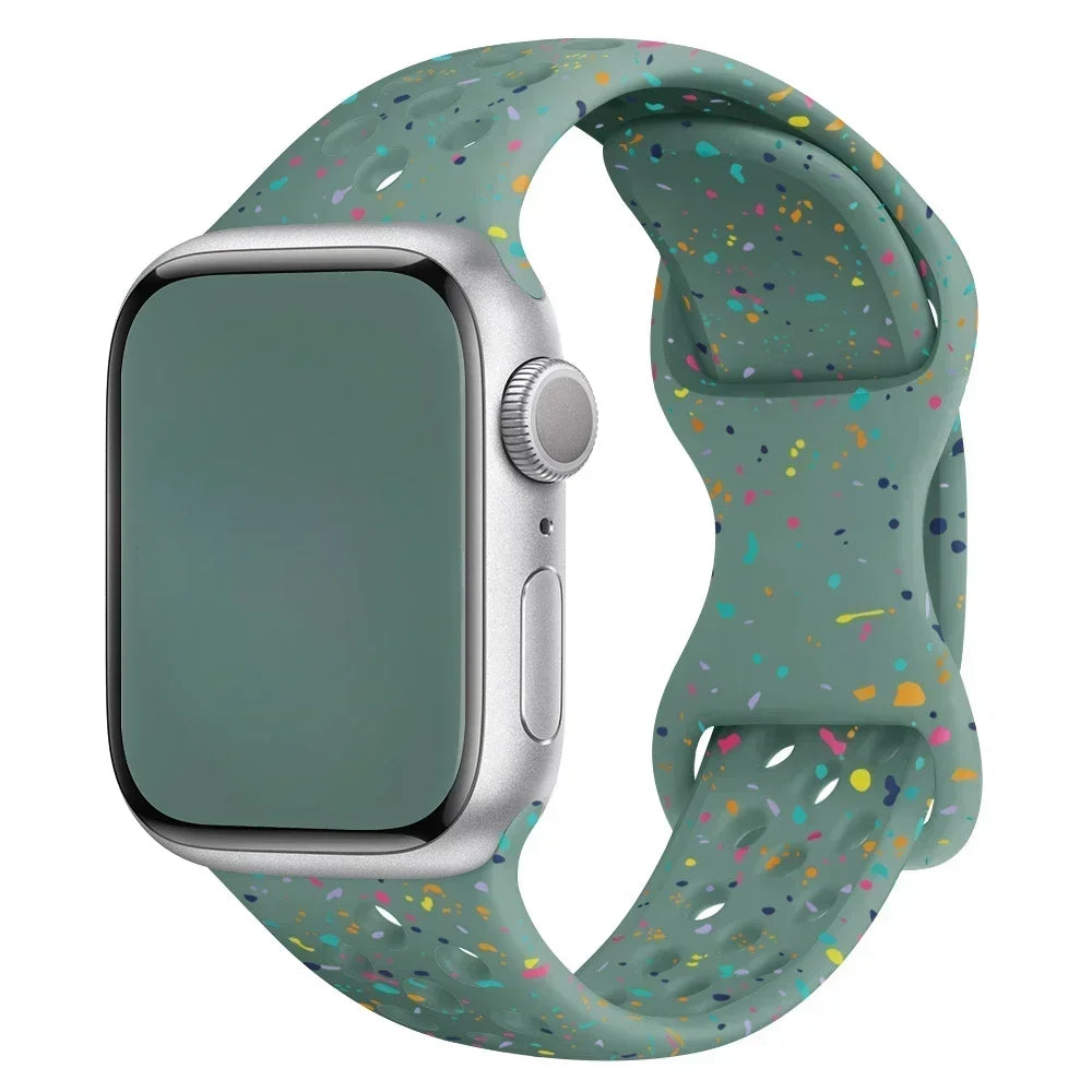 Original Silicone Strap For Apple Watch Band 49mm 44mm 45mm 40mm 42mm Breathable Correa for iWatch Series10 9 8 SE 7 6 Ultra