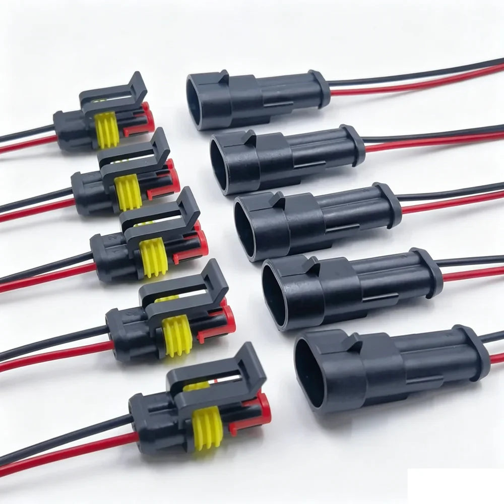 1/2/3/4 Pin Waterproof Connectors, Electrical Terminal Quick Connector, 10Pcs/ 5Sets, With Wire, Suitable For Cars, Ships, Etc.