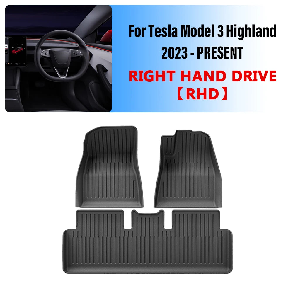 For Tesla Model 3 Highland Floor Mat Left and Right Hand Drive TPE Carpet Waterproof Weather-resistant Foot Pads Mats