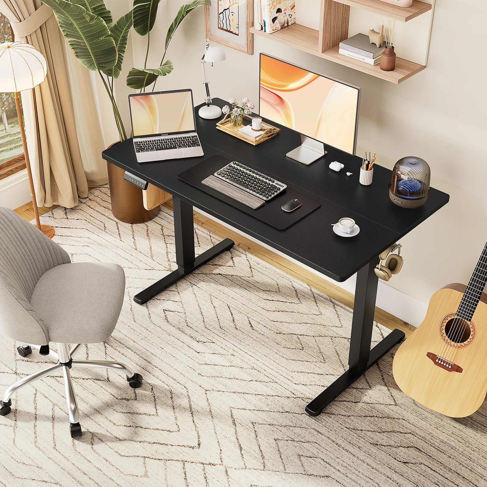 JHK  Ergonomic Electric Standing Desk Height Adjustable Computer Desk Large Work PC Table Home Office Writing Gaming Desks