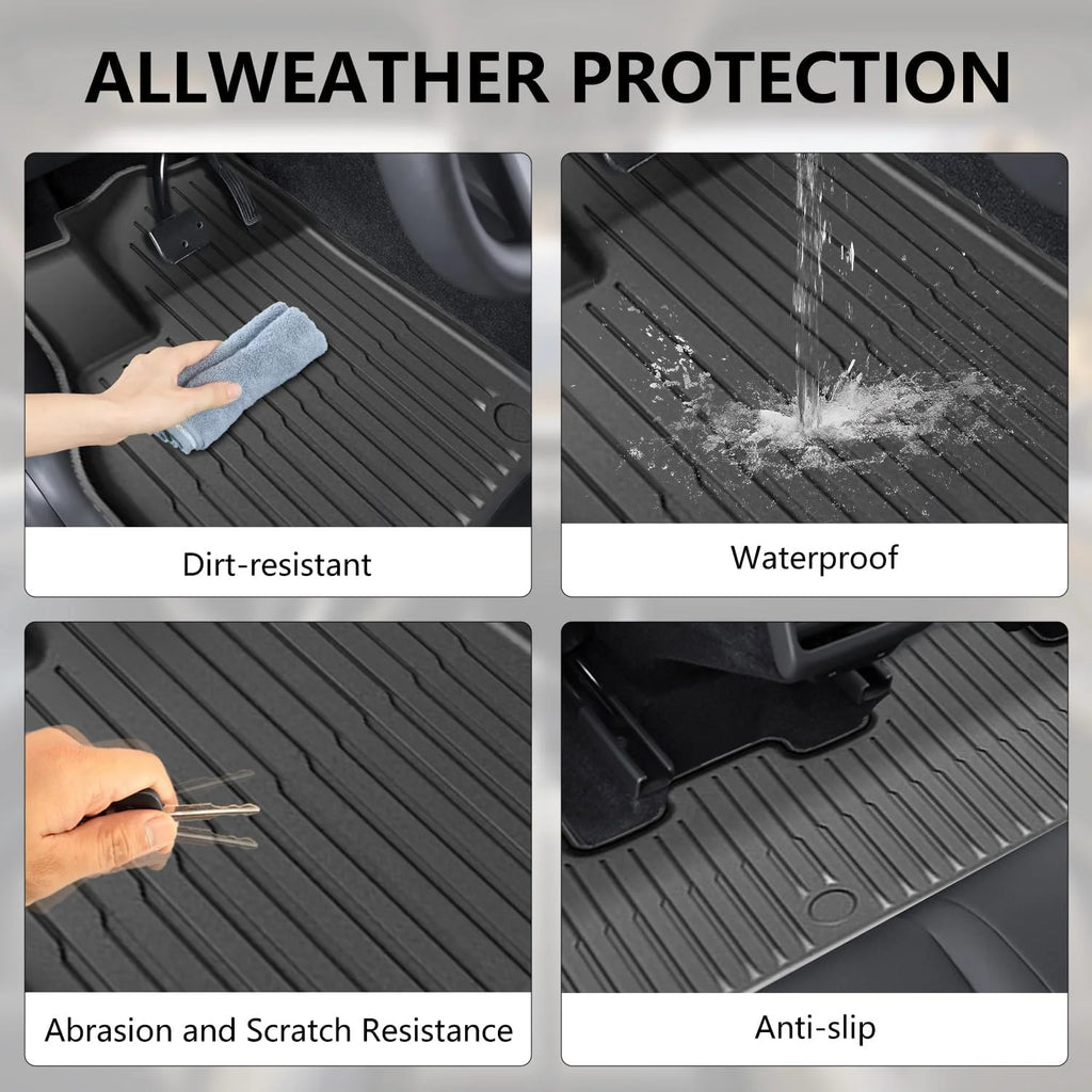 For Tesla Model Y Juniper 2025 2026 Floor Mats Set All Weather TPE Front Rear Trunk Cargo Liner Frunk Mat Storage Mat Accessory
