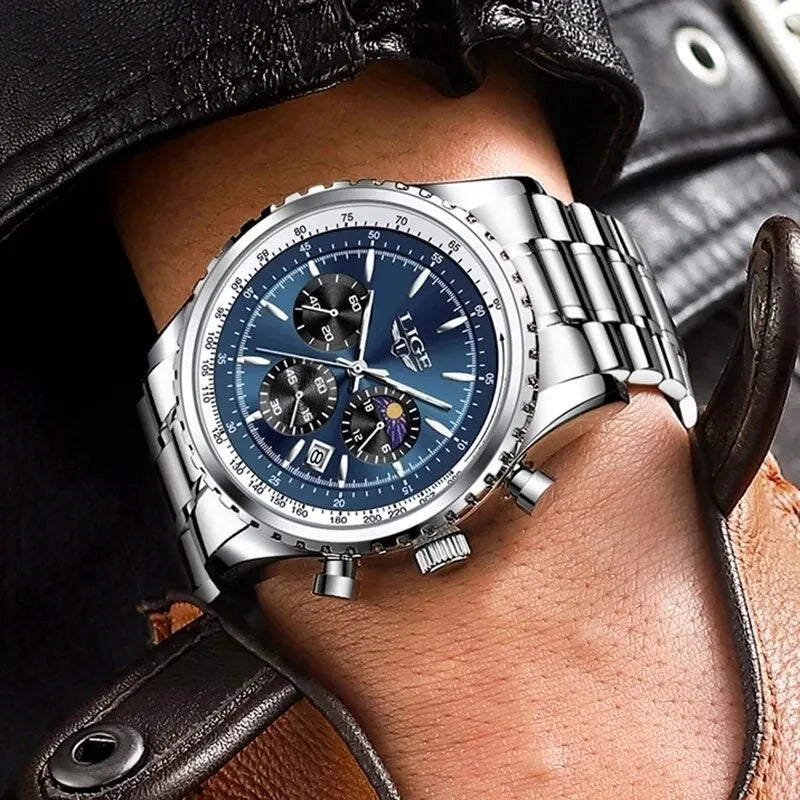 LIGE 2024 Top Brand Luxury New Men Watch Quartz Man Watches Waterproof Luminous Watch for Men Date Chronograph Sport Wristwatch