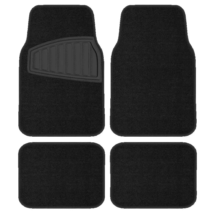 4PC Carpet Floor Mat Tufted Carpet Black - Universal Fit 202WM38