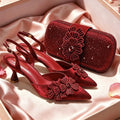 New Design Women Nigerian Italian Shoes and Bags Set Decorated with Rhinestone Women Shoes and Bags To Match Set Italy Lady