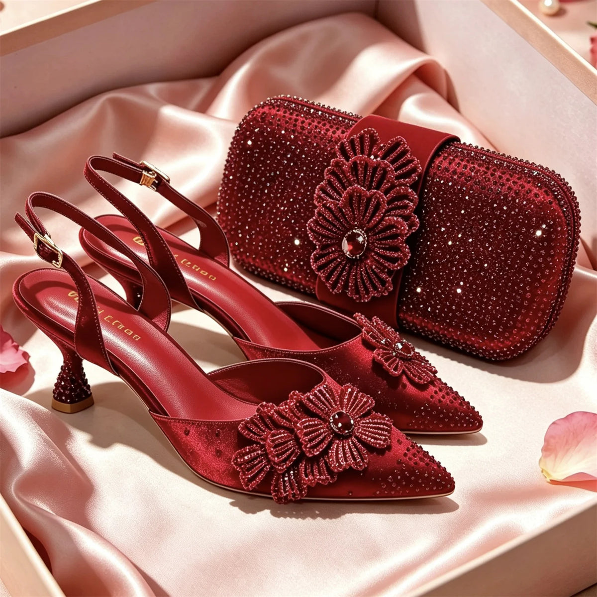 New Design Women Nigerian Italian Shoes and Bags Set Decorated with Rhinestone Women Shoes and Bags To Match Set Italy Lady