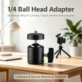 Aluminum Alloy 360° Rotatable Mini Ball Head with 1/4" Screw for DSLR Camera Tripod Phone Mount Vlog Photography
