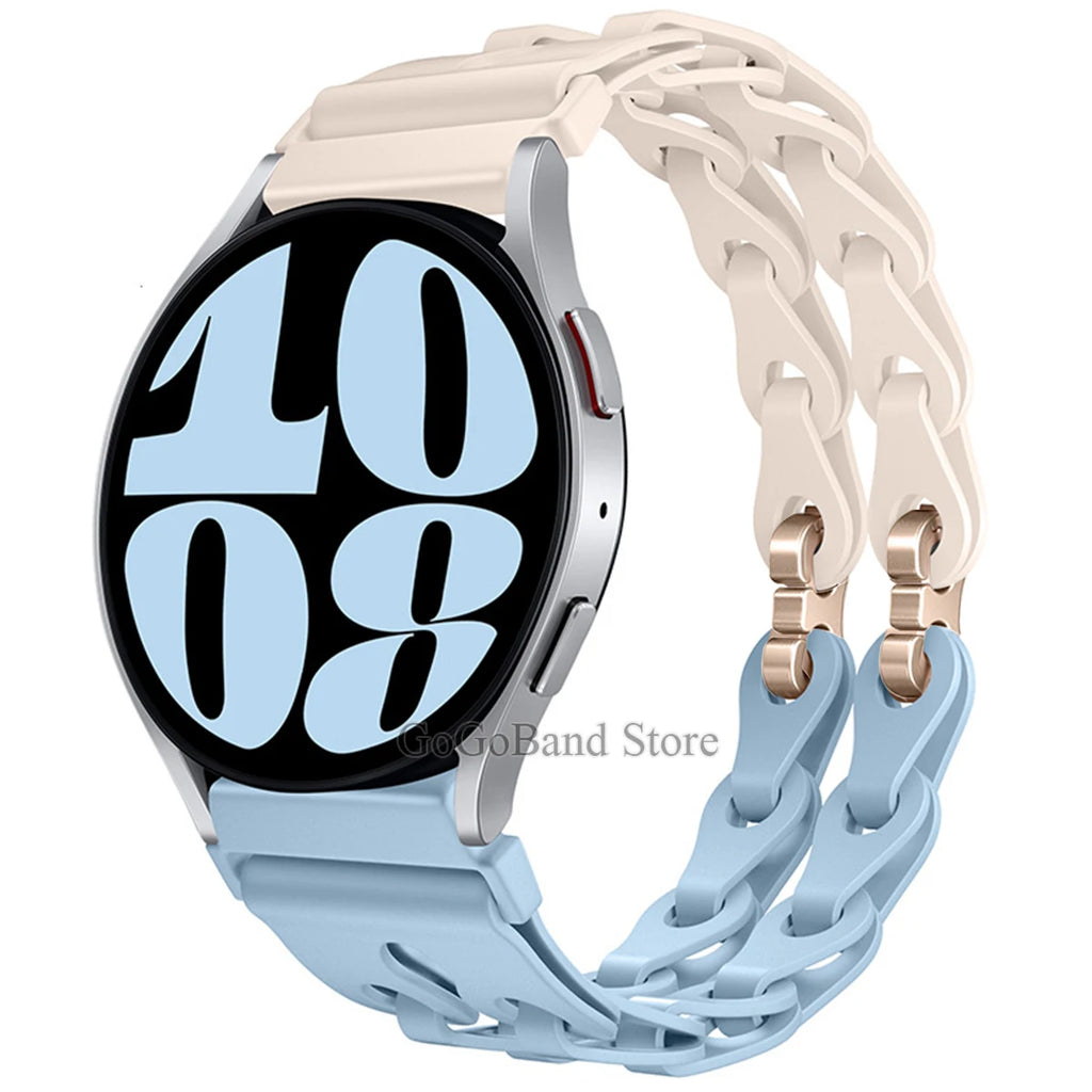 22mm 20mm Chain Strap for Samsung Galaxy Watch 7 6 5 4 6Classic Silicone Band for Huawei GT4 3Pro for Amazfit GTR 4/GTS Bracelet