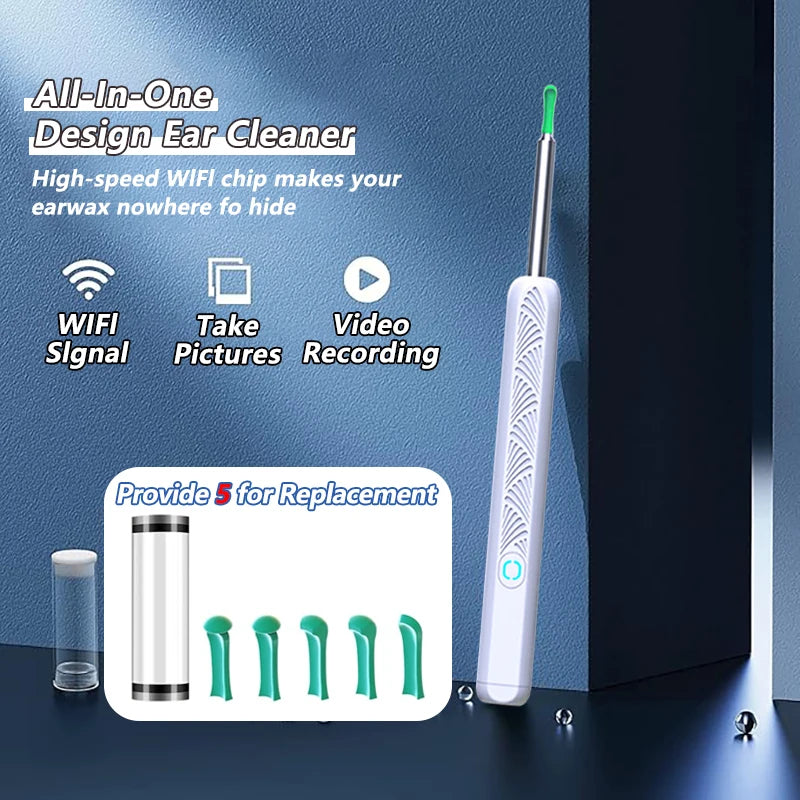 Ear Cleaner with Camera Wireless Ear Sticks Otoscope USB C Charging Endoscope Wax Removal Tool Earpick MIni Camera