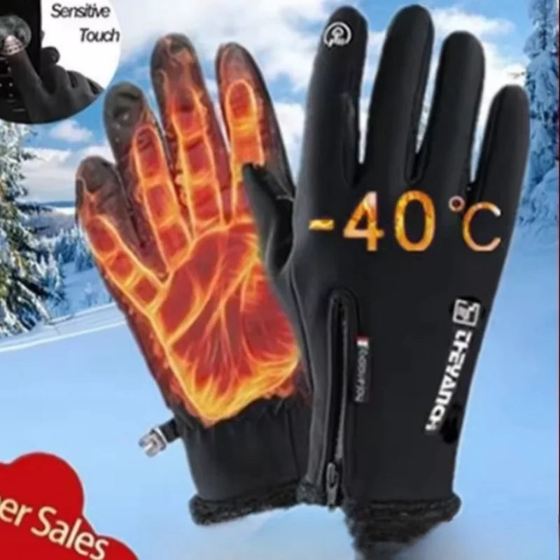 Outdoor Winter Gloves For Men Waterproof Thermal Fleece Lined Resistant Touch Screen Non-slip Motorbike Riding Mountaineering