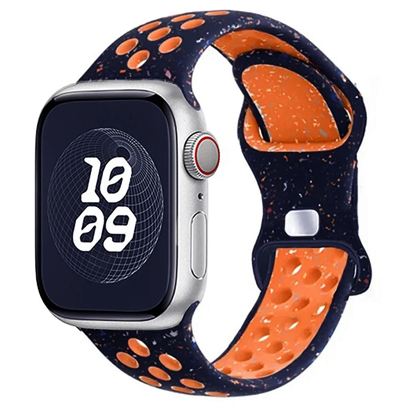 Silicone Strap For Apple Watch 44mm 45mm 40mm 41mm 38 42mm sports Rubber Breathable Band iwatch series 10 9 8 SE 7 6 Ultra 49mm
