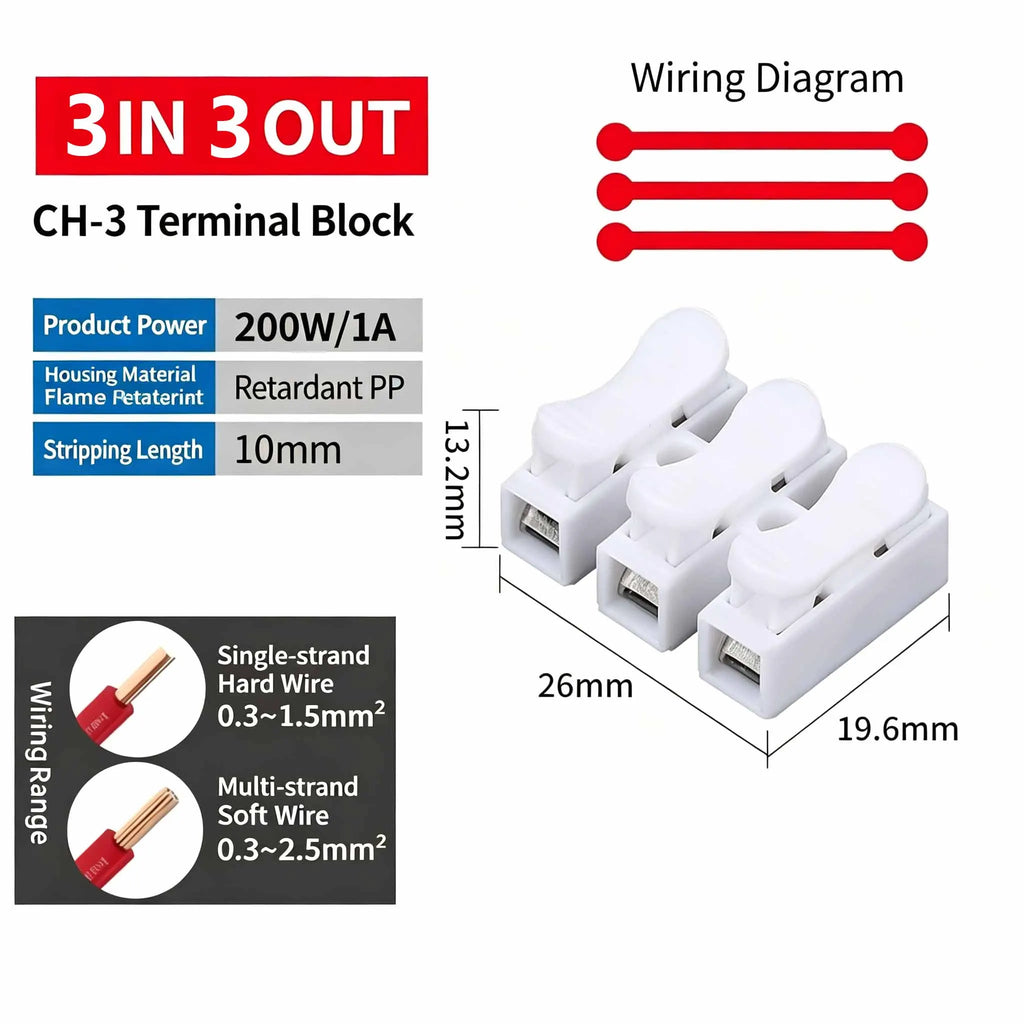 50/100Pcs 2Pin Push Quick Connect Terminal Block,Screw-Free Spring Clamp Connector,White Steel Contact for Industrial Wiring