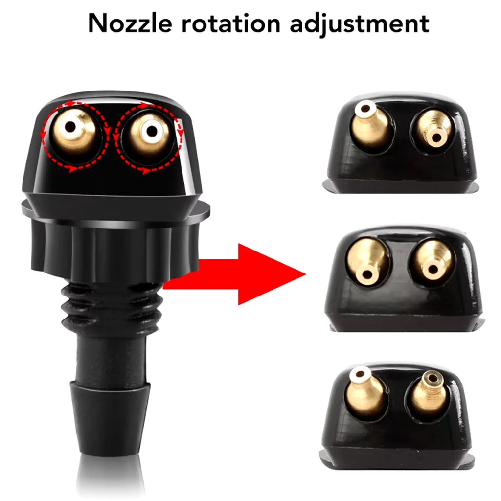 2PCS Front Hood Windshield Cleaning Nozzle Straight Column Truck Car Engine Hood Hole Dual Port Nozzle Compatible With Most