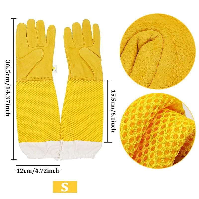 Beekeeper Beekeeping Gloves Protective Sleeves Ventilated Professional Anti Bee for Apiculture Beekeeper Prevent Beehive tools