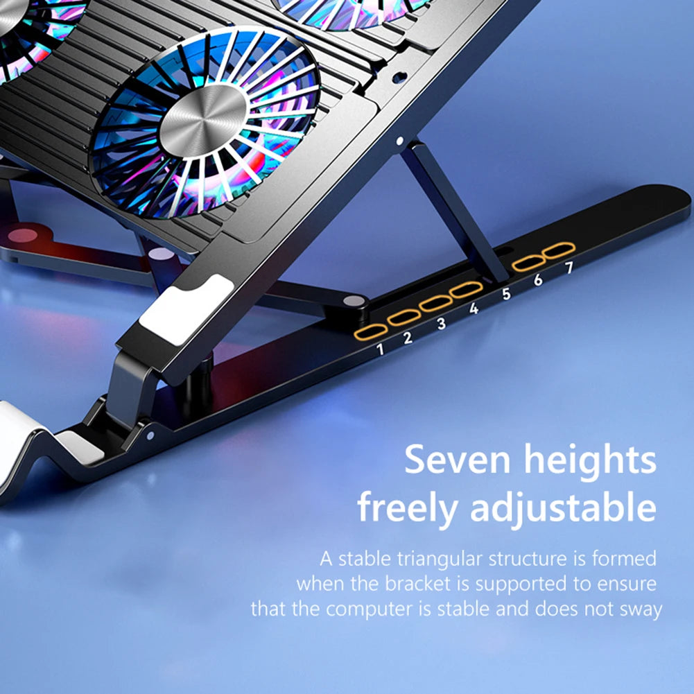 Laptop Cooling Fan with 2/4 Fans Silent Gaming Laptop Cooler Fan RGB 7 Height Portable Laptop Holder for 11-17.3 Inch Laptops
