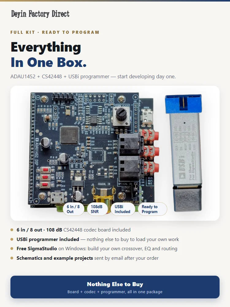 6 Inputs and 8 Outputs Decoding Board Audio and Video Development Board ADAU1452 DSP CS42448 Audio Module 48-192 Sampling Rate W