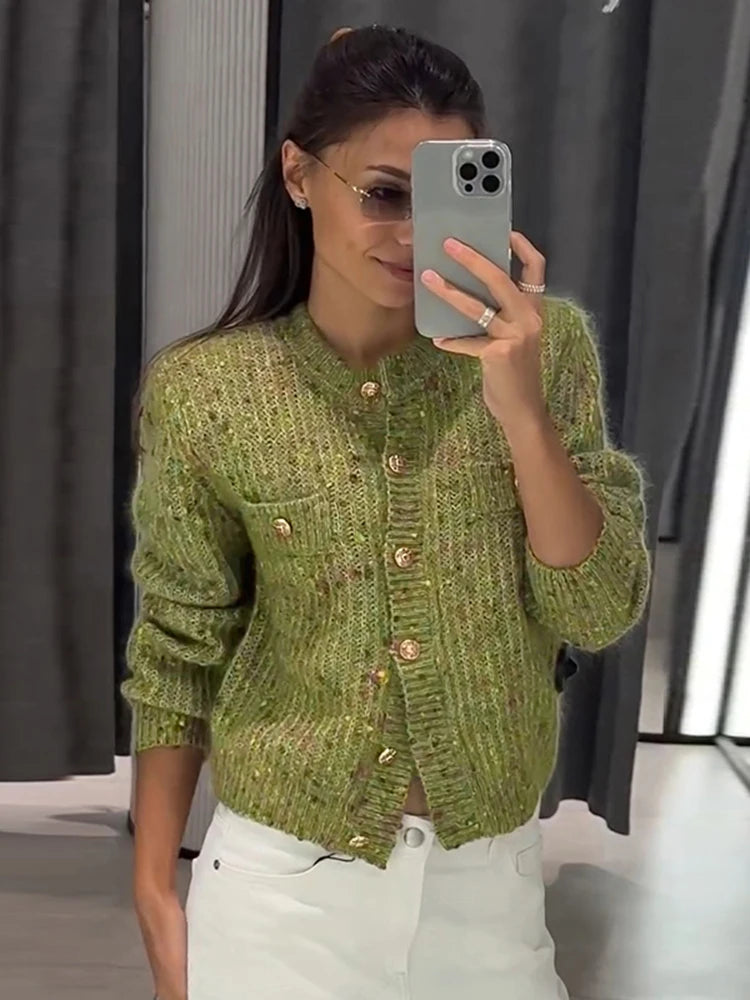 Casual Knit Cardigan Women O Neck Long Sleeves Single Breasted Loose Sweater Female 2026 Autumn New Chic Fashion Soft Knitwears