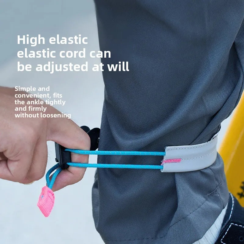 Reflective Elastic Leg Straps Anti-Slip Night Running Cycling Pant Binding Ties with Storage Buckle for Outdoor Activities