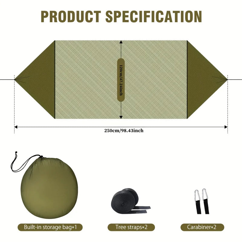 2-In-1 Camping Hammock With Mosquito Net 1.6lbs Ultralight Parachute Nylon Hanging Bed For Outdoor Survival Travel Backyard